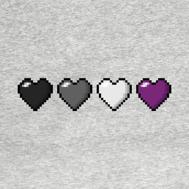 Row of Four Asexual Pride Flag Pixel Hearts by LiveLoudGraphics